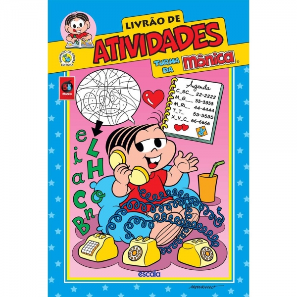 Kit Infantil com 03 Livrões de Atividades (Tamanho A3) + 10 revistinhas de passatempo da Turma da Mônica (Tamanho A4) por R$12,50