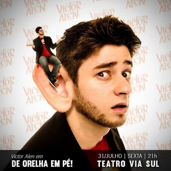 1 Ingresso Inteira para o espetáculo de humor "De Orelha em Pé" com Victor Alen no dia 31/07, às 21h no Teatro Via Sul por R$14,90