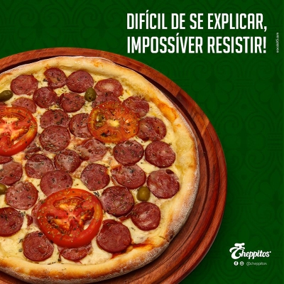 Cheppitos, Impossível Resistir! 01 pizza grande família de R$32,90 por R$16,45. Válido para todas as 6 lojas. 