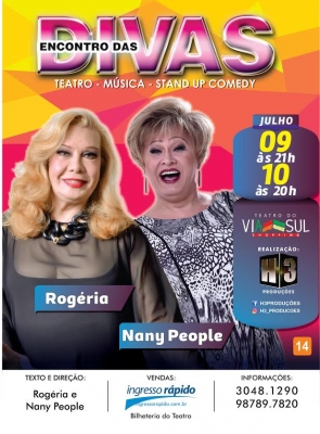Ingresso Inteira (sábado ou domingo) para o espetáculo "Encontro das Divas" com Rogéria e Nany People no Teatro Via Sul por apenas R$33,99
